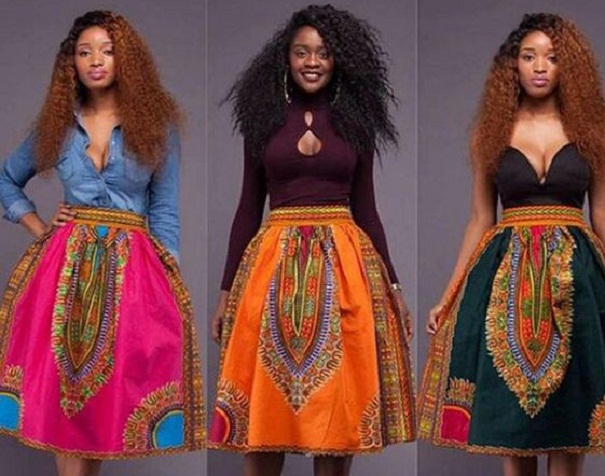 African Kente Dashiki Skirt