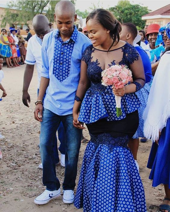 Shweshwe Wedding Traditional Dresses For African Women's 2021 - shweshwe 4u