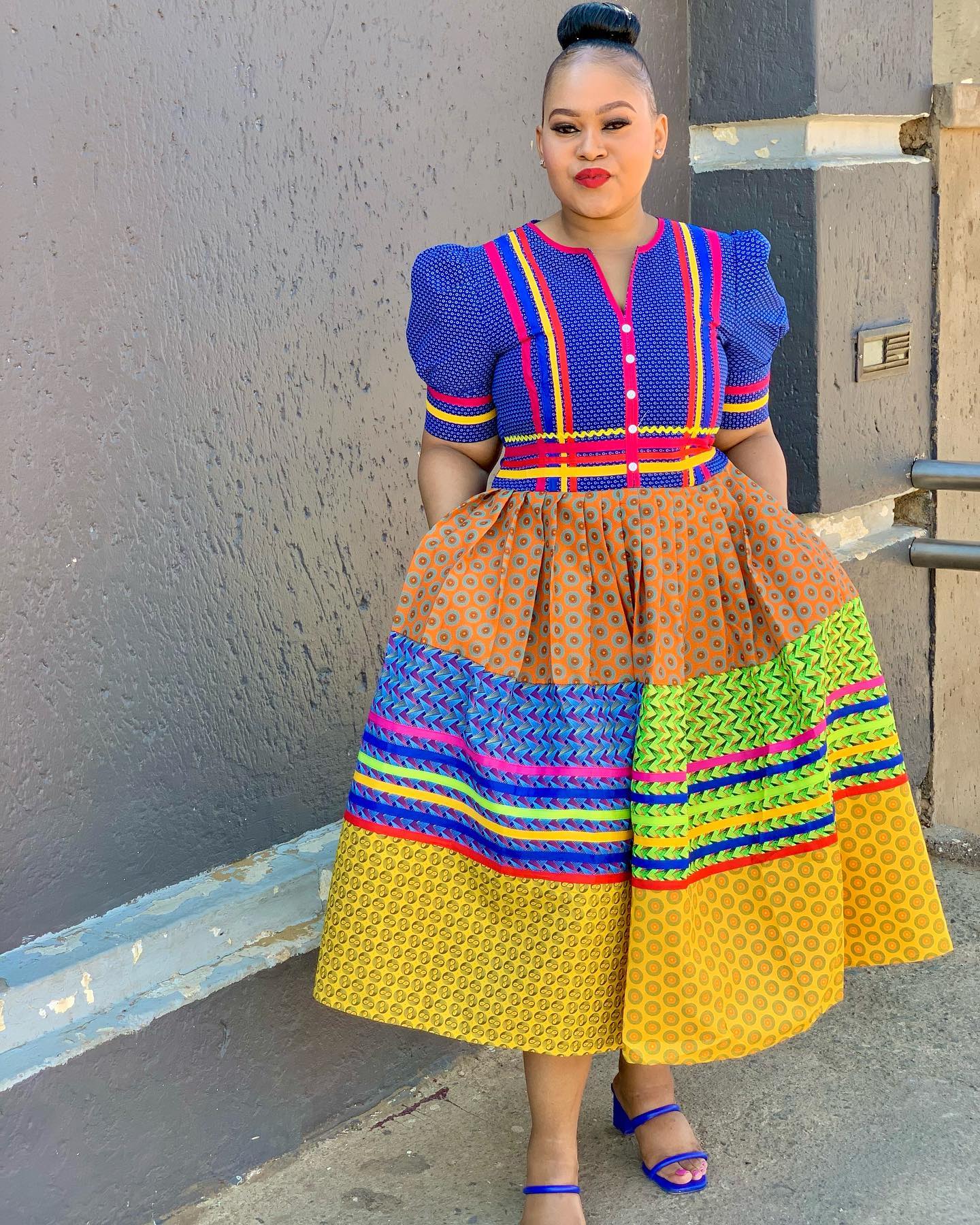 Short Sepedi Traditional Dresses 2024 For Ladies - shweshwe 4u